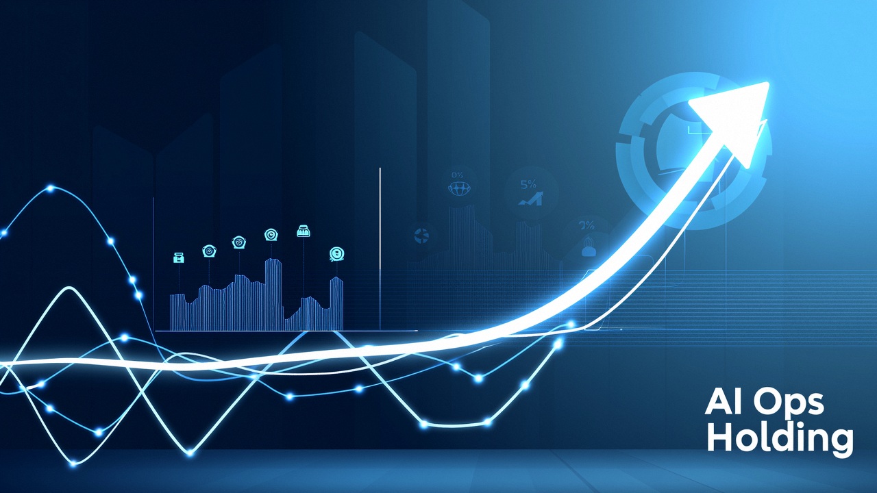 Upward trending growth charts integrated with AI neural network visuals
